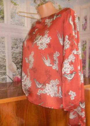 Кофточка з пташками спереду коротше. р 14 р овер сайз