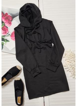 Черное трикотажное платье-худи boohoo с капюшоном 2