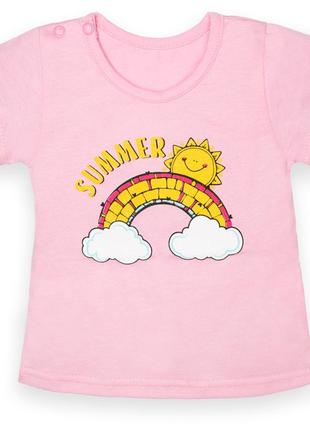 Детская хлопковая футболка gabbi для девочек ft-22-2/1 "fruits" розовая р.68 (13127)