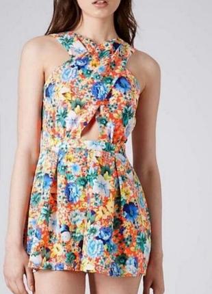Ромпер комбинезон яркий цветочный принт яскравий комбінезон розмір s topshop