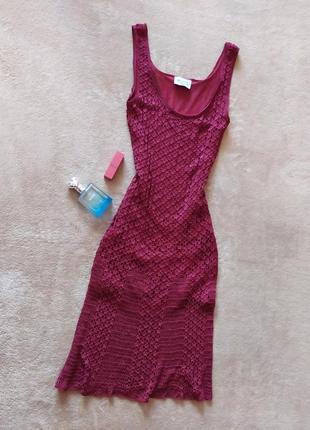Трендовое вязаное качественное платье ручной работы из сетки1 фото
