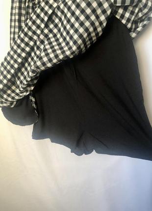 Zara платье с шортами в клетку черное белое6 фото