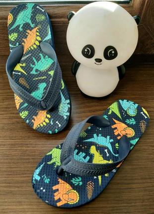 Яркие шлепанцы, вьетнамки с динозавриками)