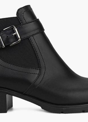 Ботинки женские демисезонные чёрные натуральная кожа украина  estilo - размер 36 (23,2 см)