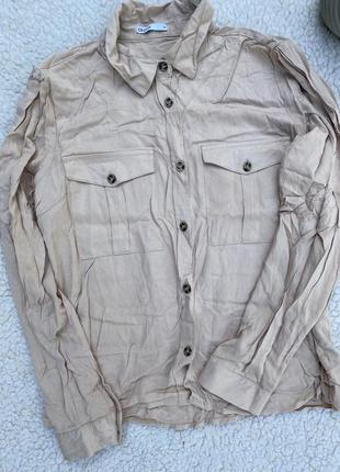 Натуральная блуза рубашка с карманами пуговицами оверсайз свободная2 фото