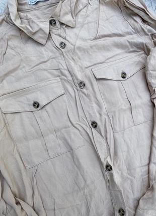 Натуральная блуза рубашка с карманами пуговицами оверсайз свободная5 фото