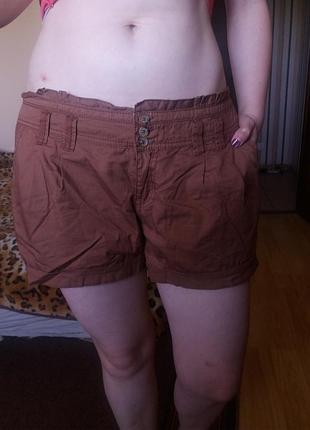 Новые котоновые коричневые шорты на лето new look 14!с