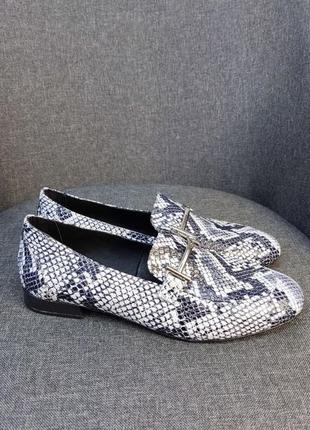 Эксклюзивные лоферы туфли натуральная итальянская кожа рептилия