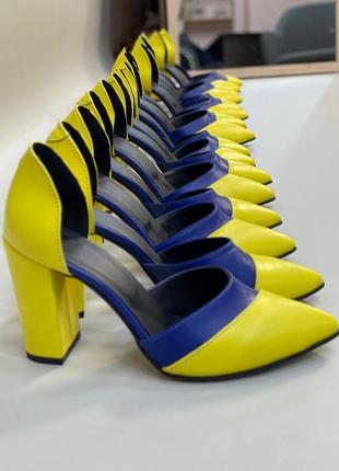 Екслюзивні туфлі патріотичні жовто-блакитні італійська шкіра