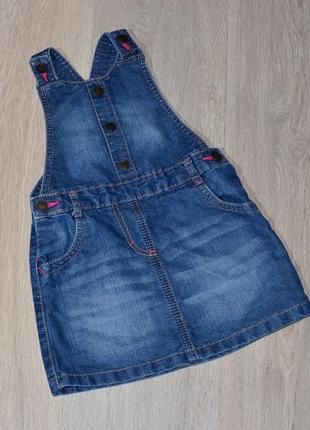 Джинсовый сарафан george 1,5-2 года. джинсовий плаття сукня классный модный стильный сарафанчик1 фото