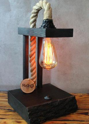 Настільна дерев'яна лампа нічник лофт люстра лампочка едісона індастріал стімпанк ретро подарочный бокс подарунковий бокс новорічний подарунок