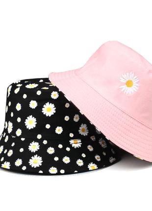 Панама двостороння ромашки (любить не любить), унісекс рожева