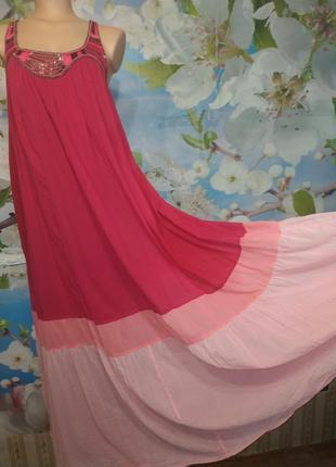 Роскошный батистовый многоярусный сарафан с декором 100% хлопок3 фото