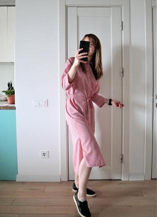 Сукня-сорочка в смужку оверсайз / червона біла сукня. сорочка вільний крій. сукня-сорочка в смужку