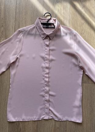 Рубашка розлвая пудровая шифоновая классическая1 фото