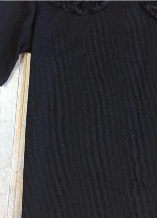 Чорна блуза в рубчик з коміром zara5 фото
