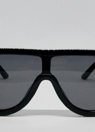 Стильные солнцезащитные очки маска унисекс чёрные2 фото