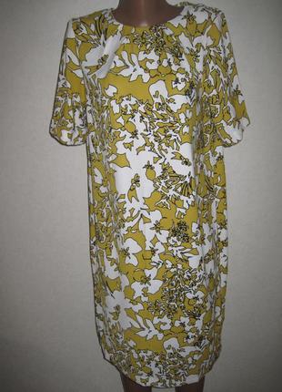 Отличное платье спенсер р-р12 горчичное цветочный принт1 фото
