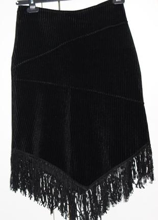 Вельветова спідниця з бахромою