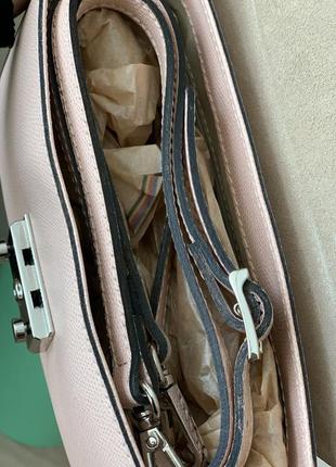 Шкіряна жіноча сумка крос боді пудра6 фото