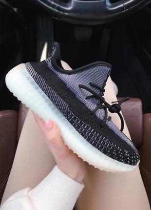 Классные женские унисекс кроссовки adidas yeezy boost 350 v2 asriel чёрно-серые 36-44 р.