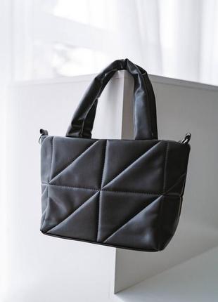 Стильна чорна сумочка, жіноча сумка крос боді, стьоганая сумка кроссбоди