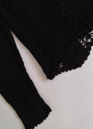 Кофта сітка/вільний чорний светр/женский ажурный свитер7 фото