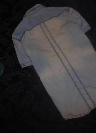 Джинсовая рубашка с коротким рукавом3 фото