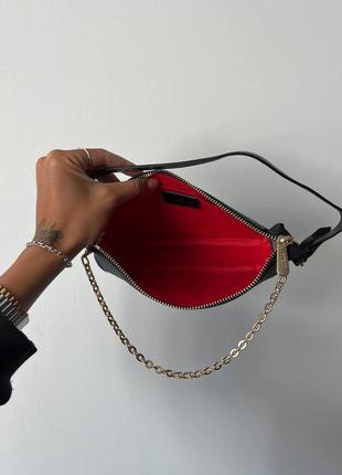 Guess black новинка жіноча чорна елегантна брендова сумочка всередині червона жіноча чорна шикарна сумка всередині червона з ланцюжком3 фото