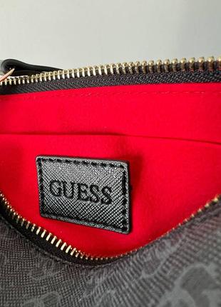 Guess black новинка жіноча чорна елегантна брендова сумочка всередині червона жіноча чорна шикарна сумка всередині червона з ланцюжком4 фото
