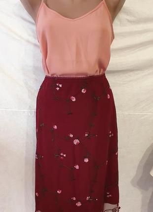 Спідниця з сітки міді вишивка легка спідниця красива міді легка сітка