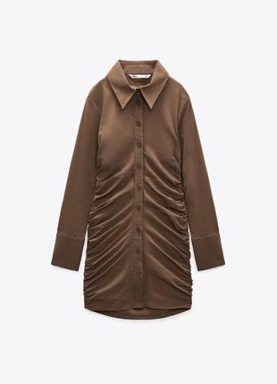 Сукня сорочка плаття zara коричневе коричнева