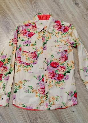 Сорочка блуза s квіти бавовна singly2 фото
