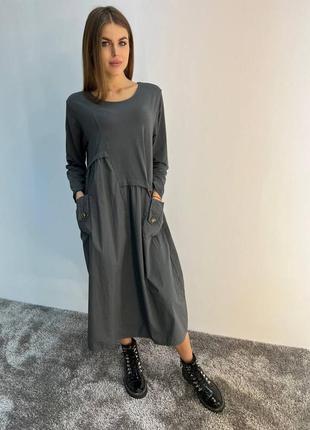 Платье 👗 италия сочетание котона и трикотажа