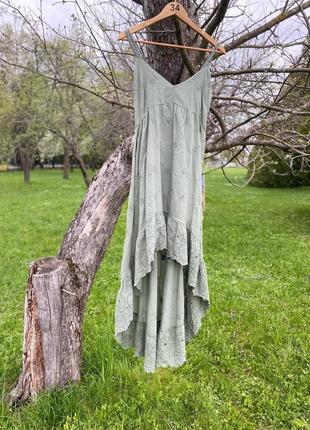 Натуральный сарафан италия кружево шитье котон