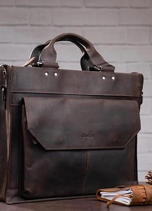 Сумка для ноутбука коричнева шкіряна