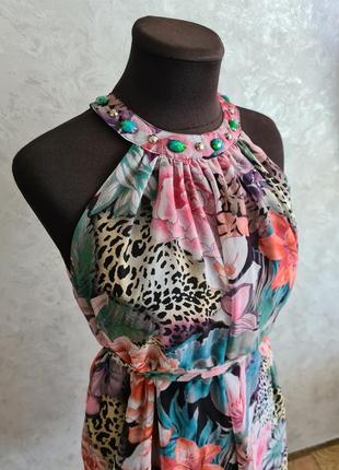 Очень красивое яркое шифоновое платье в цветочный принт4 фото