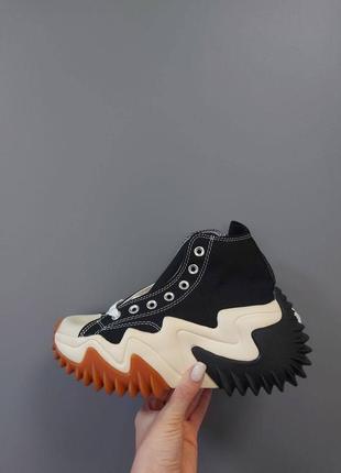 Converse run star motion hi black брендовые высокие массивные черные кеды конверс високі модні чорні кеди на високій платформі4 фото