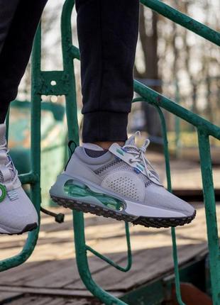 Классные мужские кроссовки nike air max 2021 серые с зелёным9 фото