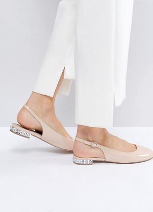 Бежевые балетки asos / телесные балетки asos с пряжками, размер 35