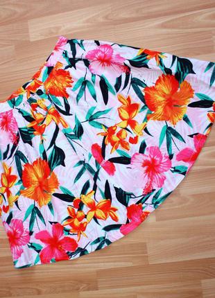 Турецкая юбка пышная коттон в яркий принт цветов / 361 фото
