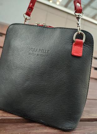 Эффектная сумочка через плечо vera pelle натуральная кожа кроссбоди италия3 фото