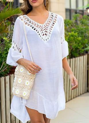 Пляжна туніка льон універсальна (40-48)