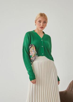 Яркая зеленая женская модна кофта на пуговицах под высокие джинсы, юбки  42-46, 48-522 фото