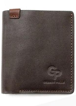 Мужское кожаное портмоне grande pelle с отделениями для карточек, мужской кошелек на магните, коричневый цвет1 фото