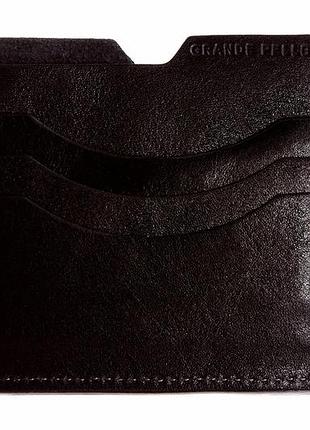 Картхолдер кожаный черный grande pelle с окошком для документов (12222)