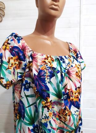 Красивая  яркая летняя блузка верх на резиночке6 фото