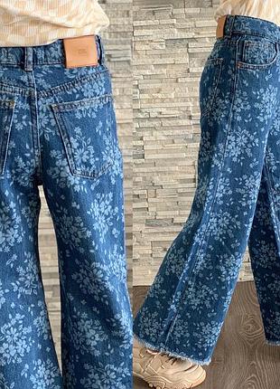 Детские широкие джинсы в цветок на девочку zara/ детские широкие джинсы на девочку зара 3