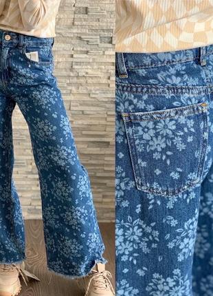Детские широкие джинсы в цветок на девочку zara/ детские широкие джинсы на девочку зара 2