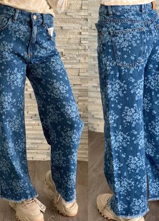 Дитячі широкі джинси у квітку на дівчинку zara/ дитячі широкі джинси на дівчинку зара